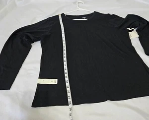 Crew Neck Long Sleeve Fitted T-Shirt Women's Size XL Black - Picture 1 of 9