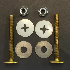 BP3472-2G, TOILET SEAT KET, SET OF 1/4''x2-1/4'' BRASS CL BOLT, NUTS & 4 WASHERS - Picture 1 of 3