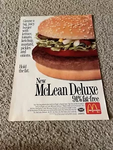 Vintage 1991 MCDONALD'S MCLEAN DELUXE SANDWICH Print Ad 1990s - Picture 1 of 1