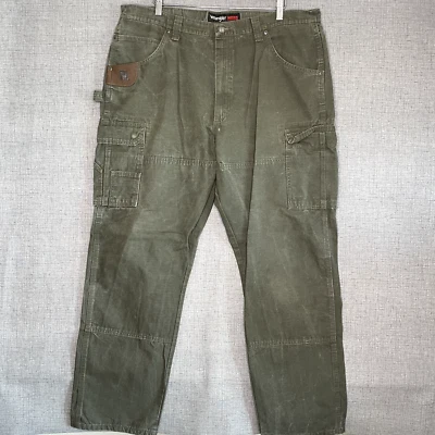 Wrangler Riggs Pants Men's 40x34 (40x31) Green Cargo Carpenter Workwear - Image 1 of 4