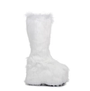 5" Blue Fur Yeti EDC Raver Girl Platform Womans GoGo Halloween Knee Boots Cover - Picture 1 of 10