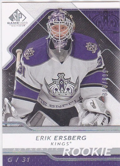 2008-09 SP Game Used ERIK ERSBERG rookie card #123 - Image 1 of 1