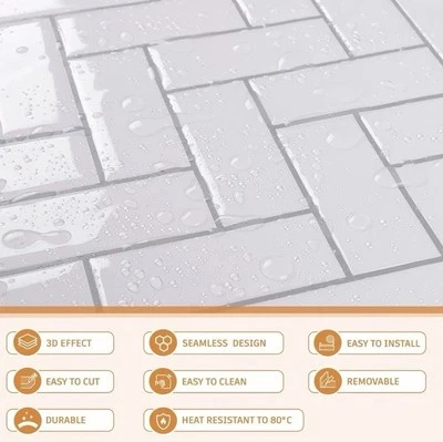 16-Sheet Herringbone Subway Peel and Stick Backsplash Self Adhesive White Tiles - Image 1 of 4