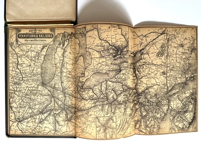 1880s Pennsylvania RR Railroad Scenes with Map Foto 1 de 4