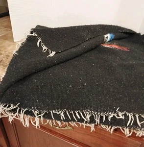 Vintage Southwest Thunderbird Decke schwarz Wolle Indianer 4' x 6' - Bild 1 von 5
