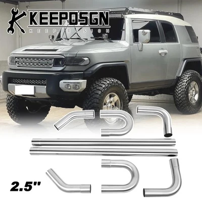 For Toyota FJ Cruiser Exhaust Pipe Kit 2.5'' Stainless Steel Mandrel Slip On DIY - Изображение 1 из 4