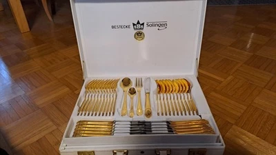 SBS Solingen Besteckkoffer Set, 23/24 Karat  Hartvergoldet - Bild 1 von 4