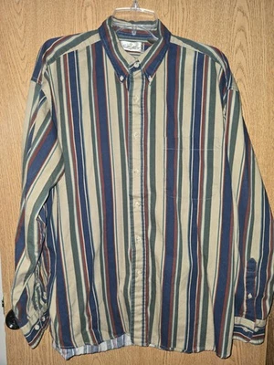 Camisa De Colección Bill Blass Signature Para Hombres L Rayas Abotonadas Años 90 Algodón Preppy Foto 1 de 3