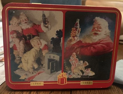 Vintage Coca Cola 1996 Christmas Santa Nostalgia Playing Cards Tin Case Unopened - Image 1 of 4