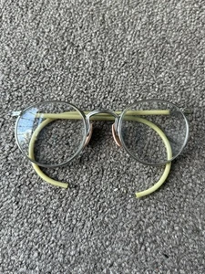 Vintage Antique Wire-Rimmed Eyeglasses Ear Hook Optical Ful-Vue Pink Nose Piece - Picture 1 of 7