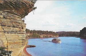 Vintage Wisconsin Chrom Postkarte Golden Riverbank Lower Dells - Bild 1 von 2