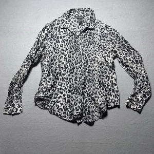 VTG 1990s Jonathan Martin Silk Shirt Animal Print Button up Blouse Work Capsule - Picture 1 of 5