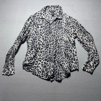 Camisa de Seda Jonathan Martin De Colección Años 90 Estampado Animal Blusa Abotonada Cápsula de Trabajo Foto 1 de 4