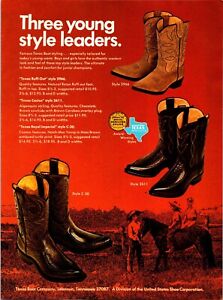 Texas Cactus Cowboy Boots Print Ad Ephemera Wall Decor
