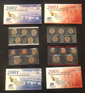 2001 P & D United States UNCIRCULATED MINT SETS (20 Coins) w/State Quarters - Picture 1 of 5