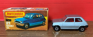 1978 Matchbox Superfast New 21 Renault 5TL Silver With Red Interior NOS
