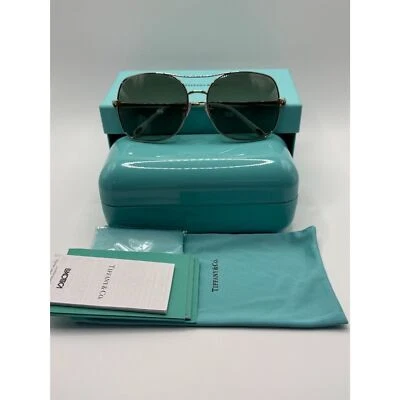 NEW! Tiffany & Co. Sunglasses Gold Aviator Pilot TF 3037 6201/3M 59/15/135 - Image 1 of 4