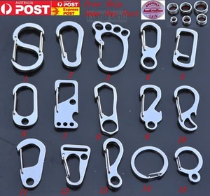 AU DIY Unisex Durable 304 Stainless Steel Keyring Split Key Rings Carabiner Clip - Picture 1 of 23