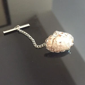 Brown Streaked Stone, Silver Vintage Tie Tack , Great Gift !! - Picture 1 of 3