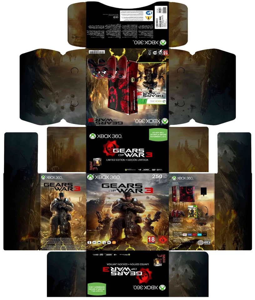 BOX Xbox 360 - GEARS OF WAR 3 SET - Printable Sticker - Do Your Own Box - Image 1 of 2