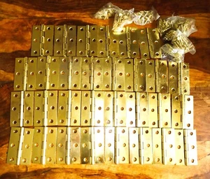Brass Plated 75mm Butt Hinges with Fitting Screws x 30 hinges job lot new - Picture 1 of 5