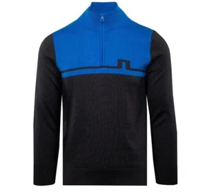 j.lindeberg theo zipped golf sweater egyptian blue uk size large - Picture 1 of 1