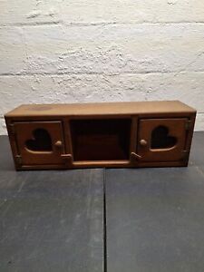 Vintage Wooden Cubby Hanging Display Wall Shelf/With Cut Out Heart Screen Door 