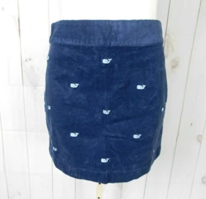 NWT Vineyard Vines Navy Blue Corduroy Whale Embroidered Skirt - Size 2 - Picture 1 of 4