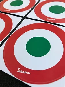 Set of 4 Vespa decal sticker sign helmet scooter Italy tricolor - Picture 1 of 2