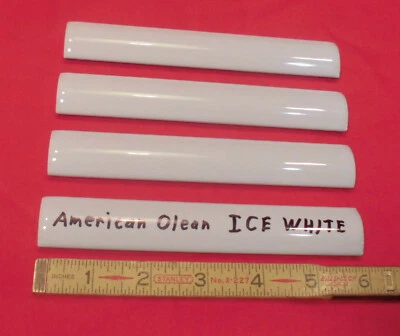 4 pcs. *ICE WHITE*  Glossy Ceramic Quarter Round Tiles  1" X 6"  Corner Tiles   - Image 1 of 4