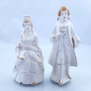 Vintage Victorian Colonial Couple Salt & Pepper Shakers JAPAN Complete w/ Cork - Picture 1 of 8