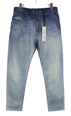 Diesel Narrot-Ne 0665R Jogg Jeans Herren W30 Gummibund Nadelstreifen Blau - Bild 1 von 4