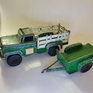 Hubley Mighty Metal 800 pickup con rimorchio carro VERDE pressofuso anni 60 USA - Foto 1 di 24