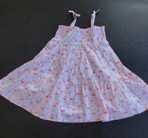 Janie and Jack Flamingo Sommerkleid Mädchen Größe 4 rosa und weiß - Bild 1 von 9
