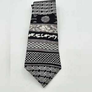 Corbata vintage Oscar de la renta para hombre - 100 % seda geométrica negra - Imagen 1 de 7