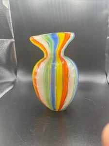 Jarrón vintage estilo bola de playa de murano color soplado a mano 5 3/4" de alto - Imagen 1 de 8