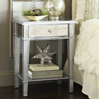 Contemporary Mirrored Nightstand Bedside 2-Tier Large Storage Accent Side Table