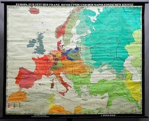 Mapa de pared escolar foto en rollo vintage póster Europa revolución francesa Napoleón - Imagen 1 de 1