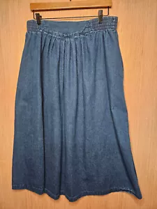 Gonna jeans western Jerry Leigh donna 36 vestibilità svasata blu denim vita elasticizzata vintage - Foto 1 di 10