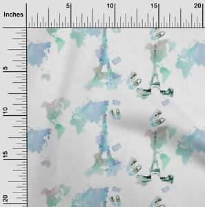 oneOone Cotton Poplin Mint Green2 Fabric Shoes|Eiffel Tower & Map-dSG