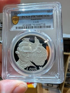 1993 Australia $5 Cook PCGS - PR70DCAM - TOP POP Five DOLLAR - Picture 1 of 2