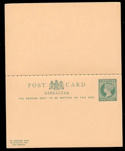 Gibraltar P 24, ½ P. Viktoria Ganzsachen-Antwortkarte ungebraucht - Picture 1 of 2