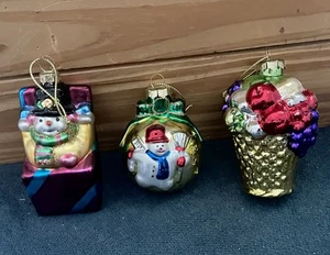 Weihnachtsschmuck Thomas Pacconi Blumenstrauß Geschenkbox Schneemann mundgeblasenes Glas Set 3 - Bild 1 von 9