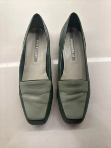 Enzo Angiolini Damen 7M Liberty Halbschuhe grün Leder eckige Zehenpartie Slipper flache Schuhe - Bild 1 von 10