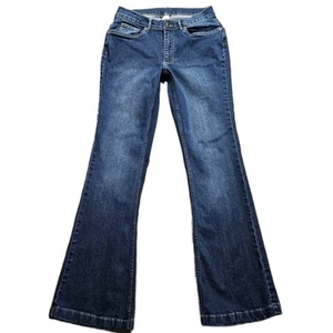 Venus Curvy Bootcut Jeans Womens 8 Blue Dark Wash Mid Rise Stretch Trouser Leg - Picture 1 of 14