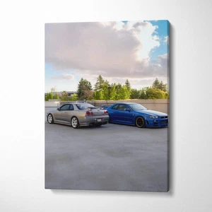 Nissan GTR R34 Skyline High Resolution Museum Quality Vertical Canvas Print #019 - Picture 1 of 14