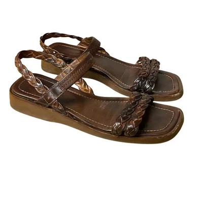Sesto Meucci Vintage Y2K Leather Braided Square Toe Sandals Sz 8.5 (APPROX) - Image 1 of 4