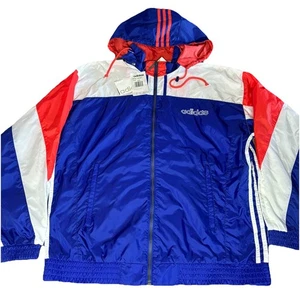 Vintage 90s NWT Adidas Regal Jacket Windbreaker Men's Large Blue Red White - Picture 1 of 11