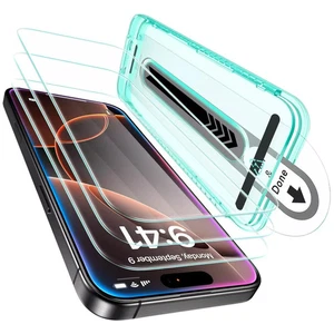 Hartglas iPhone 16 Pro Max Displayschutzfolie 9H Härte Militärqualität 2 Stück - Bild 1 von 4