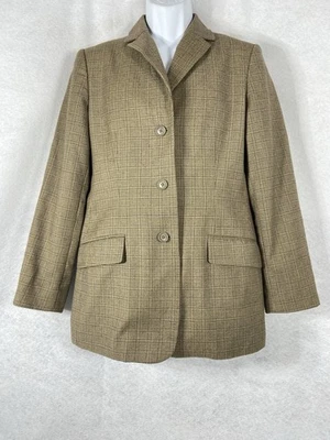 Chaqueta de Colección Brooks Brothers Mujer 8 Marrón Blazer A Cuadros 100% Lana Hecha en Italia Foto 1 de 4